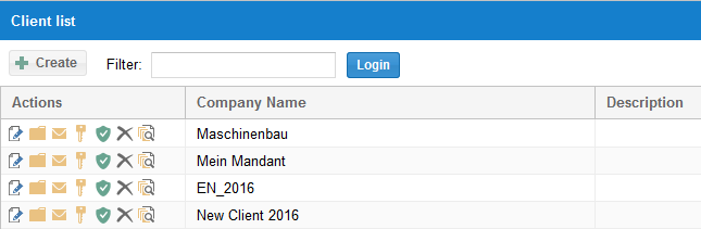 Tenant list in Rillsoft Integration Server