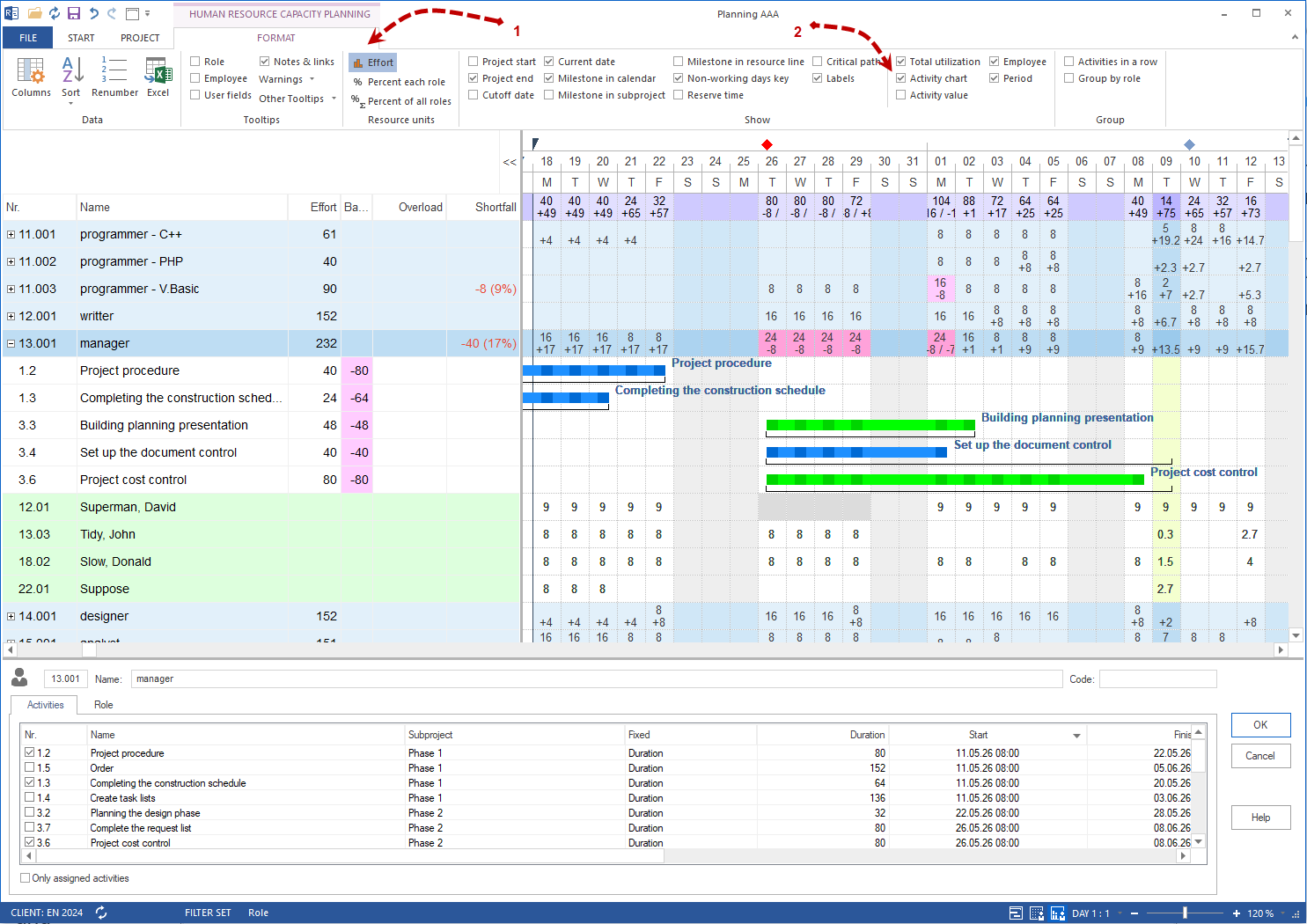 Tasks in capacity balancing