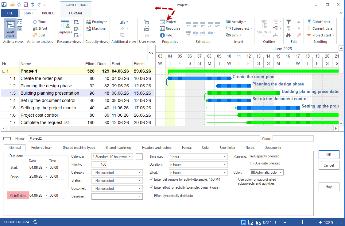 Set project cutoff date