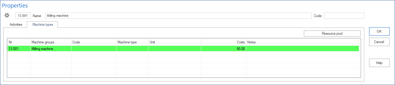 Machine types properties