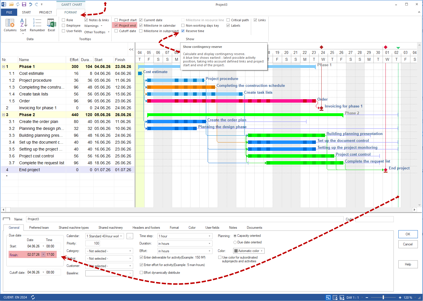 Schedule reserve calculation