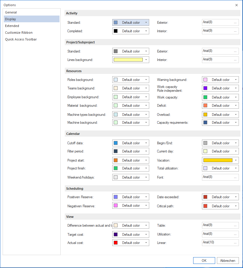 Display Color and Size