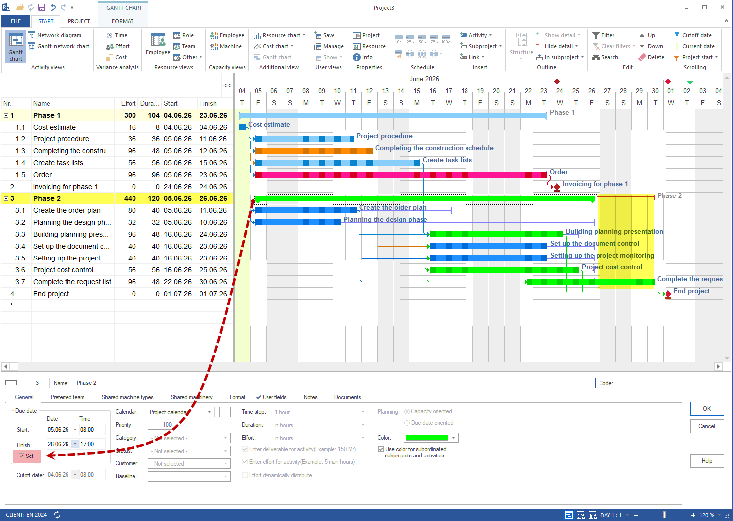 Task properties with duration