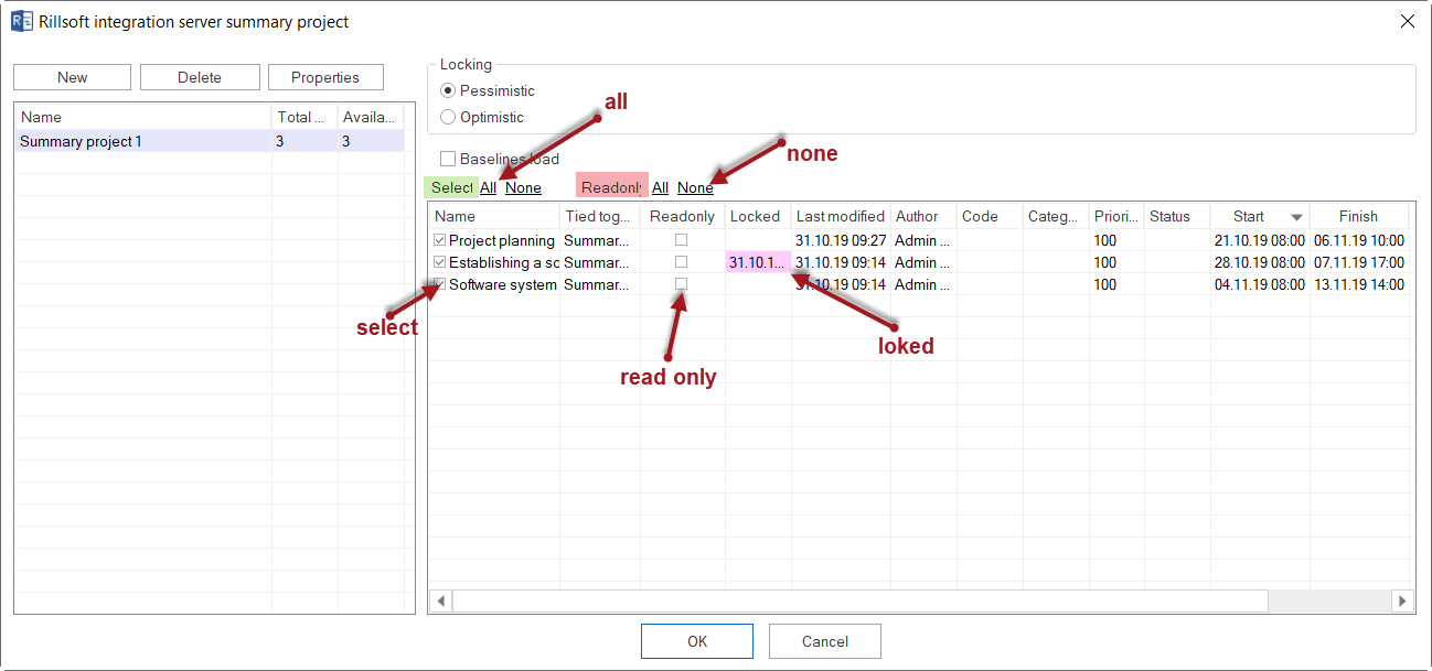 Summary project open Rillsoft Integration Server locked