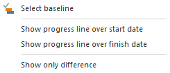 Context menu in Target vs. Actual Comparison